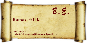 Boros Edit névjegykártya